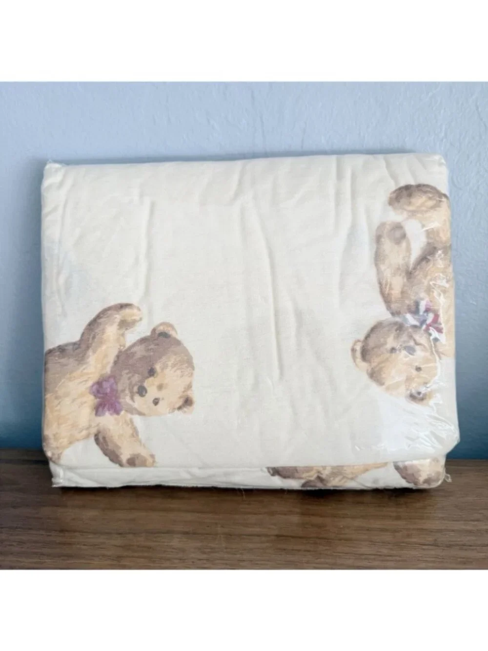 Vintage WestPoint Stevens 100% Cotton Flannel Twin Fitted Sheet Teddy Bear